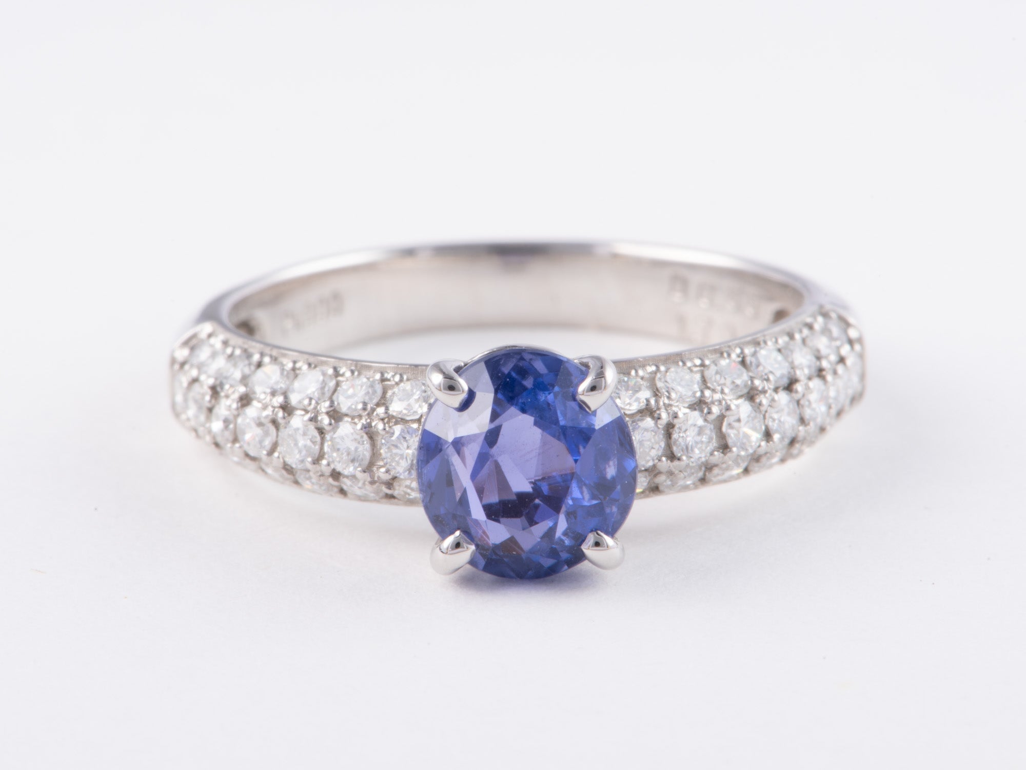 1.7ct Natural Unheated Lavender Sapphire and Diamond Pave Band Platinum Engagement Ring V1171 Aurora Designer