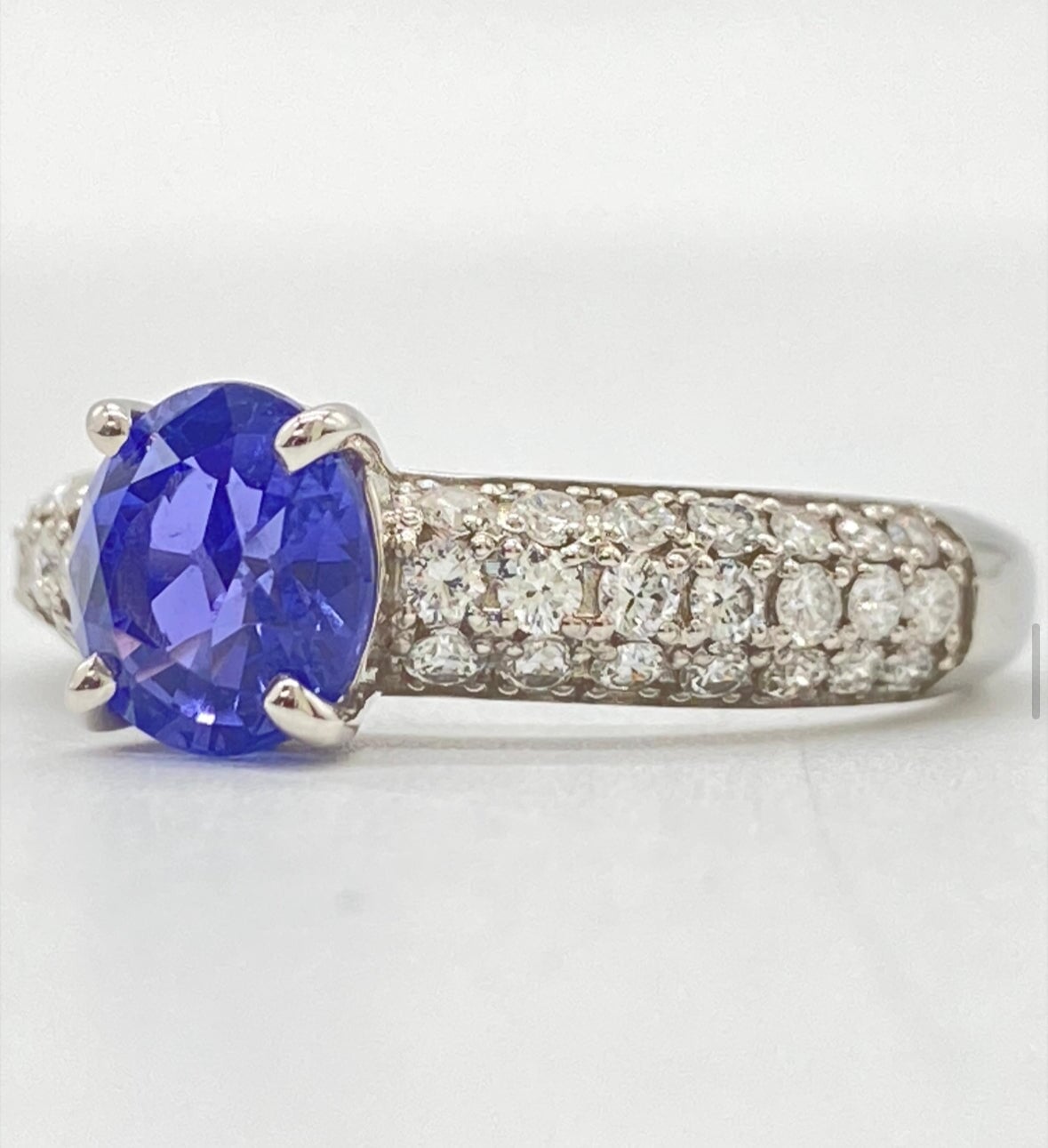 1.7ct Natural Unheated Lavender Sapphire and Diamond Pave Band Platinum Engagement Ring V1171 Aurora Designer