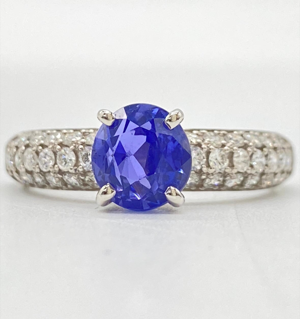 1.7ct Natural Unheated Lavender Sapphire and Diamond Pave Band Platinum Engagement Ring V1171 Aurora Designer