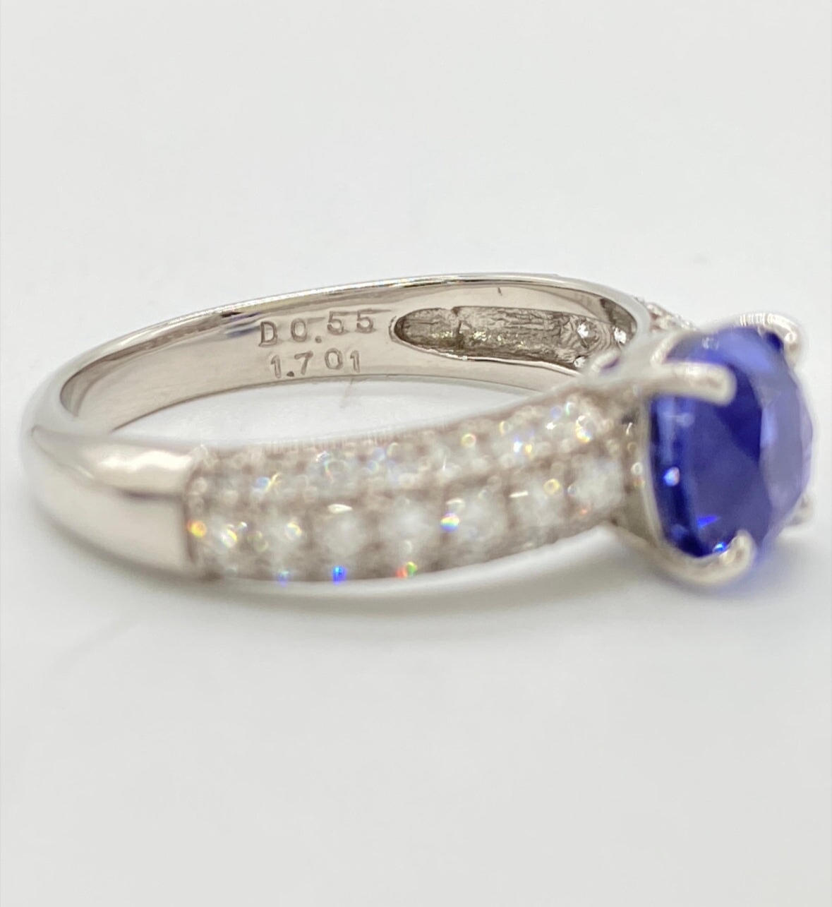 1.7ct Natural Unheated Lavender Sapphire and Diamond Pave Band Platinum Engagement Ring V1171 Aurora Designer