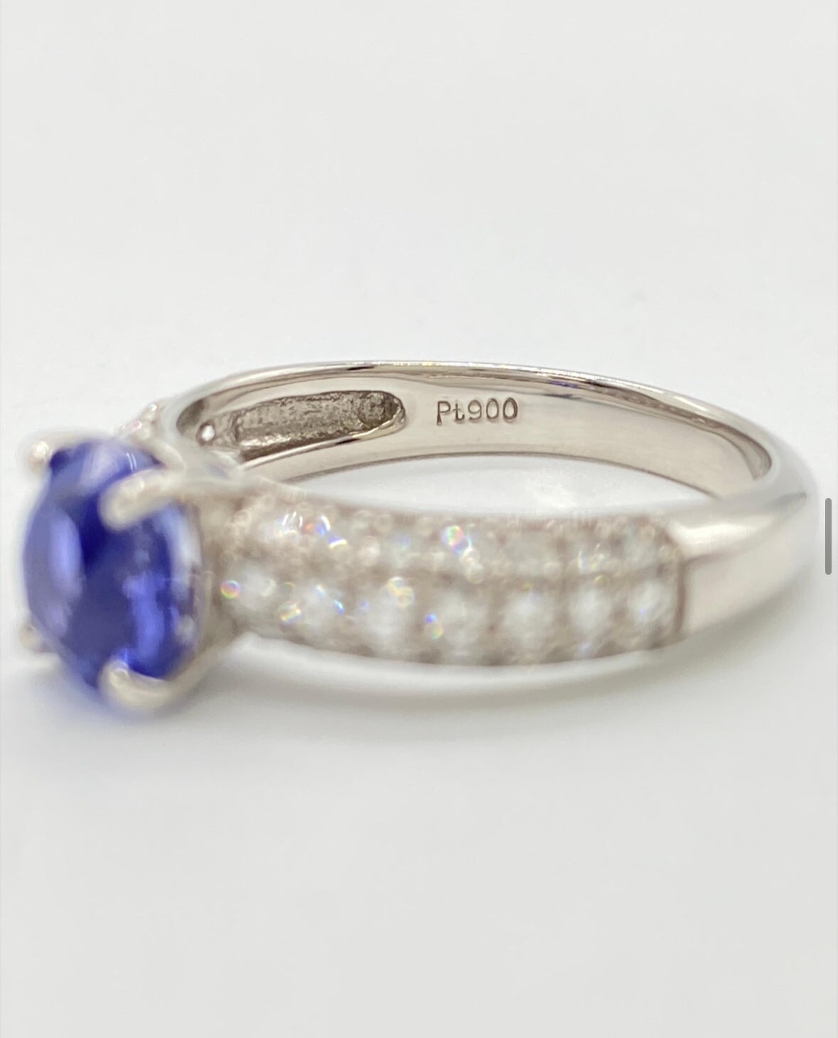 1.7ct Natural Unheated Lavender Sapphire and Diamond Pave Band Platinum Engagement Ring V1171 Aurora Designer