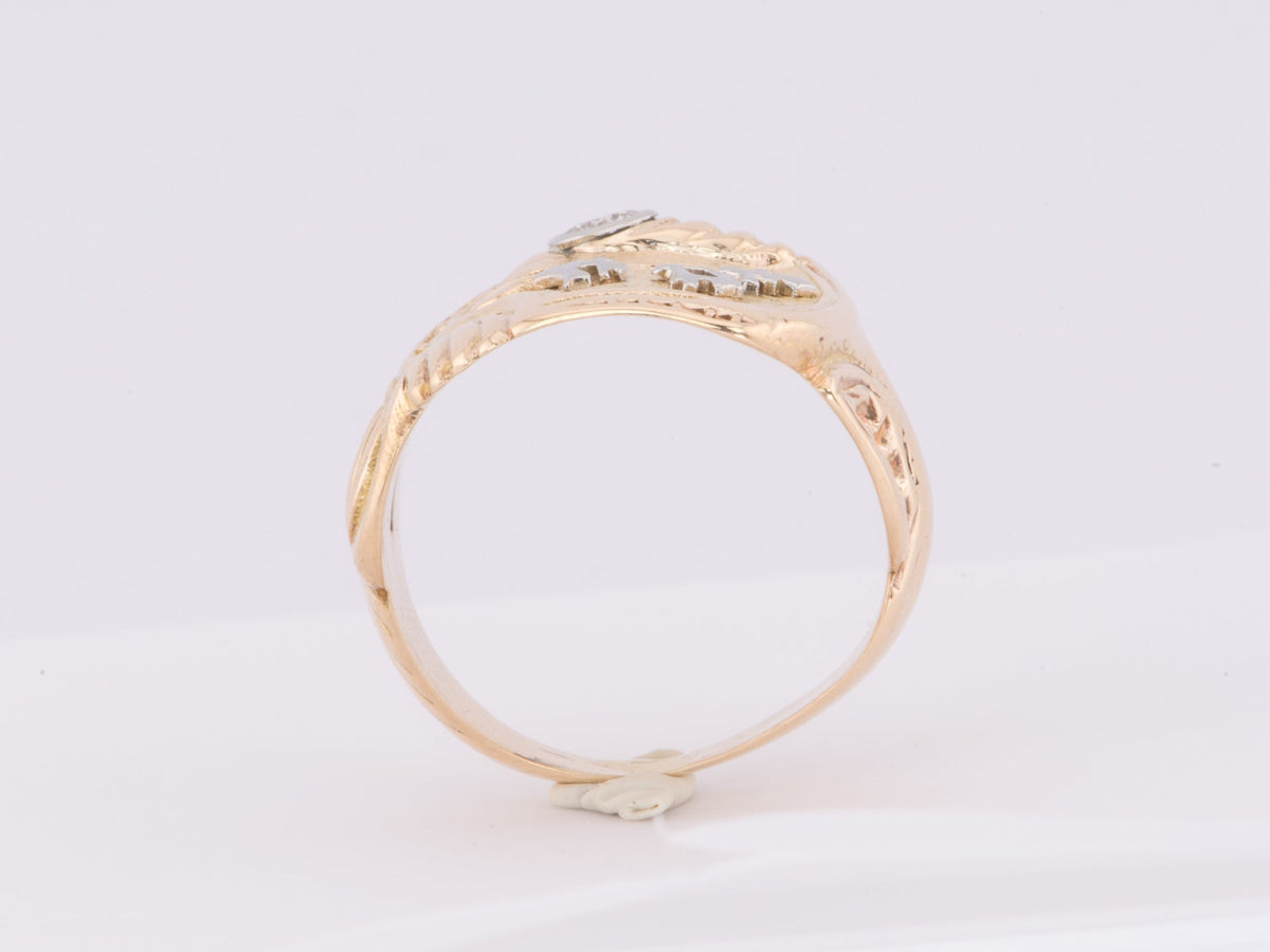 Vintage Chimera with Diamond Ring 14K Dual-Tone Gold White and Yellow Mythical Animal Lion V1176 Aurora Designer