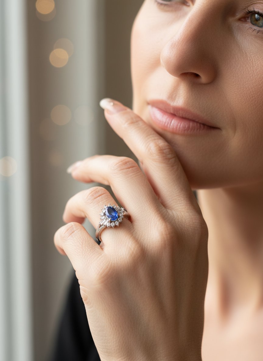 1.17ct Sapphire Engagement Ring with Diamond Halo Platinum PT900 V1177 Aurora Designer