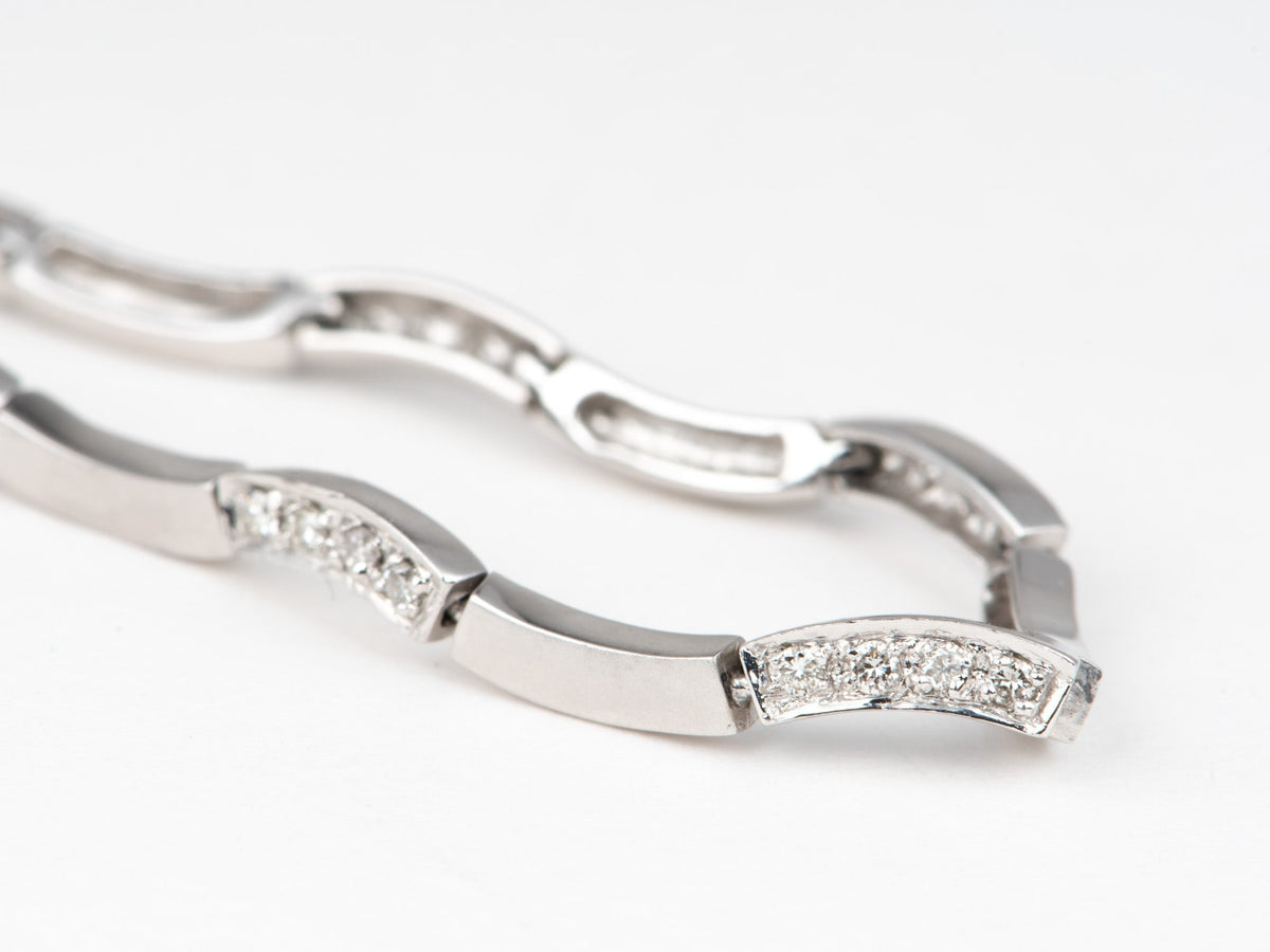 Platinum PT950 Bracelet with Diamonds 6.5" Matte Texture Modern Design Can Wear as Necklace V1186 Aurora Designer
