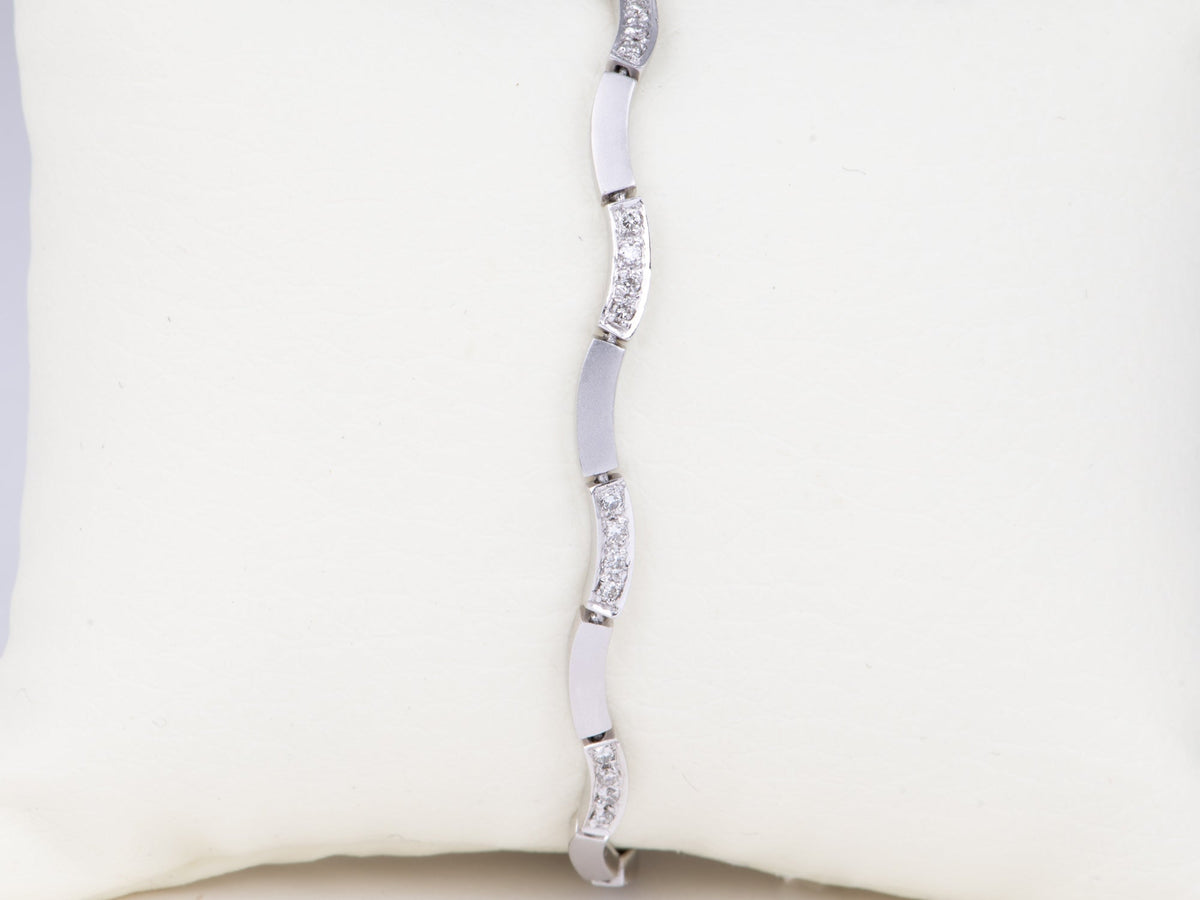 Platinum PT950 Bracelet with Diamonds 6.5" Matte Texture Modern Design Can Wear as Necklace V1186 Aurora Designer