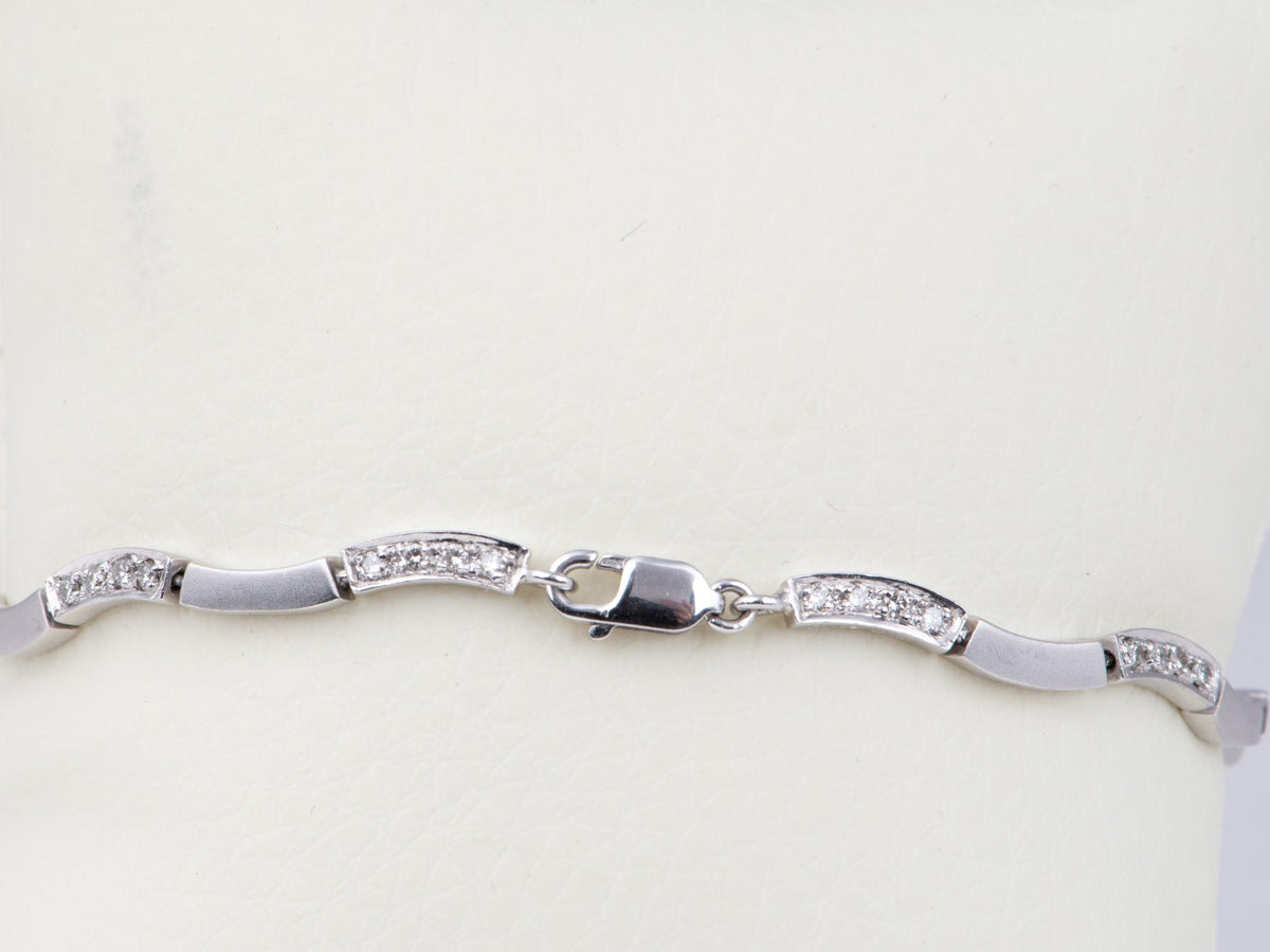 Platinum PT950 Bracelet with Diamonds 6.5" Matte Texture Modern Design Can Wear as Necklace V1186 Aurora Designer