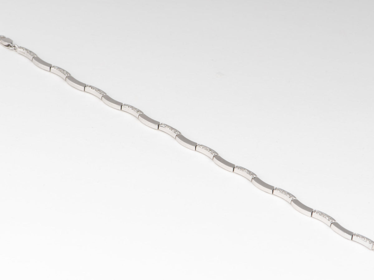 Platinum PT950 Bracelet with Diamonds 6.5" Matte Texture Modern Design Can Wear as Necklace V1186 Aurora Designer