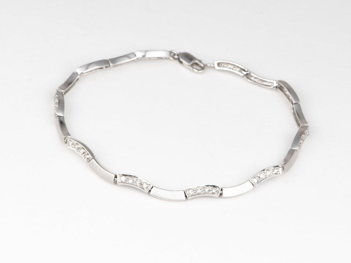 Platinum PT950 Bracelet with Diamonds 6.5" Matte Texture Modern Design Can Wear as Necklace V1186 Aurora Designer