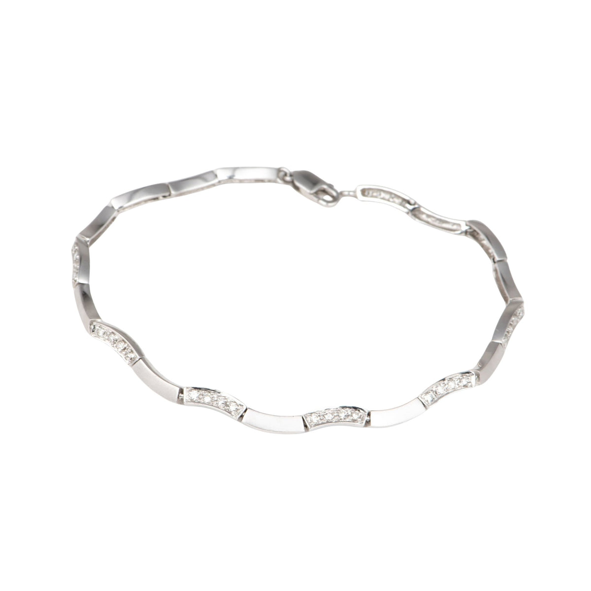 Platinum PT950 Bracelet with Diamonds 6.5" Matte Texture Modern Design Can Wear as Necklace V1186 Aurora Designer