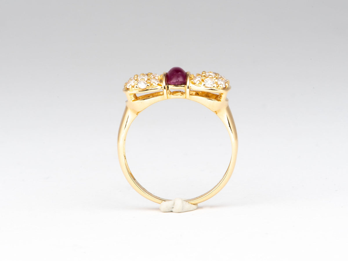 18K Gold Cute Ruby and Diamond Bow Tie Ring Certified Girlie Birthday Gift V1187 Aurora Designer
