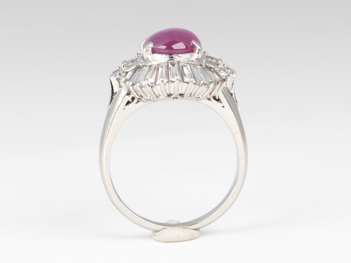 2.99ct Pink Star Sapphire with Diamond Halo Platinum Ring Heavy 11.74g V1189 Aurora Designer