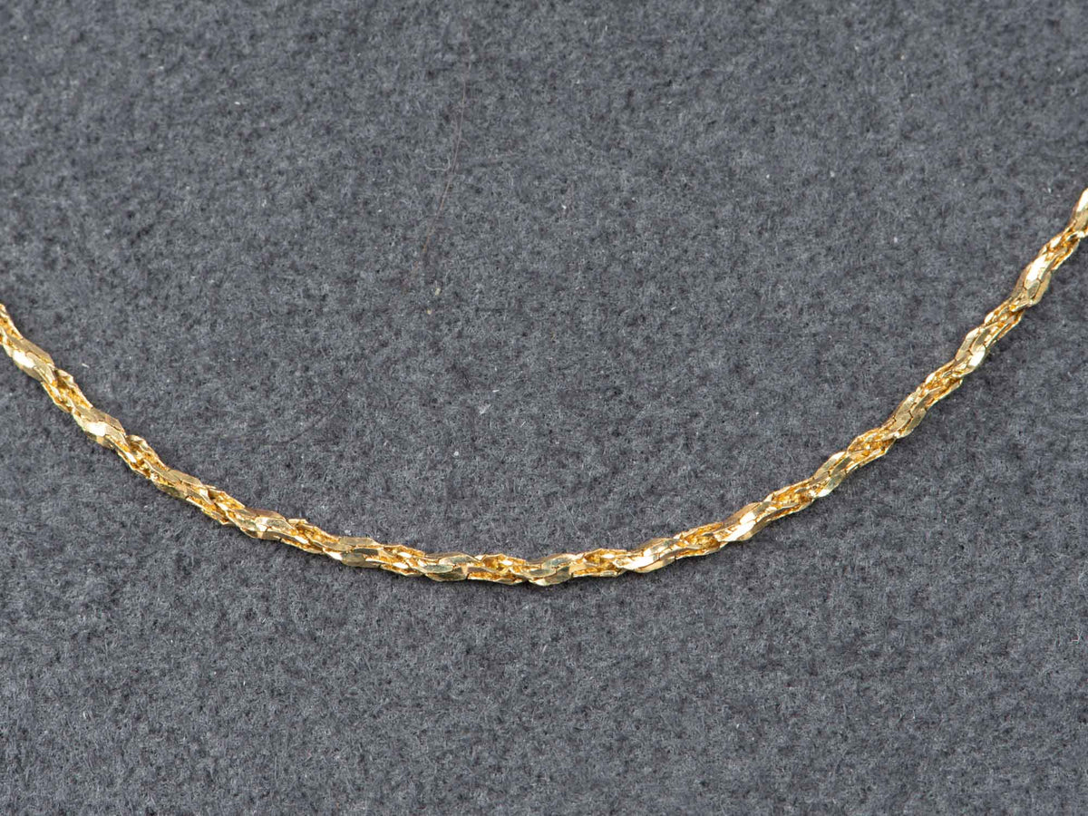 14K Gold 1.3mm Wide Specialty Chain Necklace 20" Twisting Tinsel Chain Sparkly V1193 Aurora Designer
