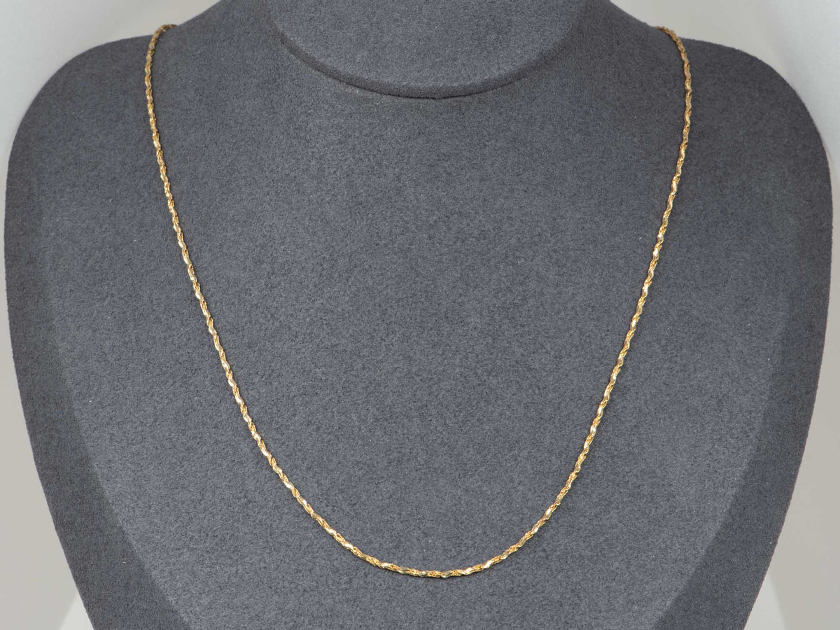 14K Gold 1.3mm Wide Specialty Chain Necklace 20" Twisting Tinsel Chain Sparkly V1193 Aurora Designer