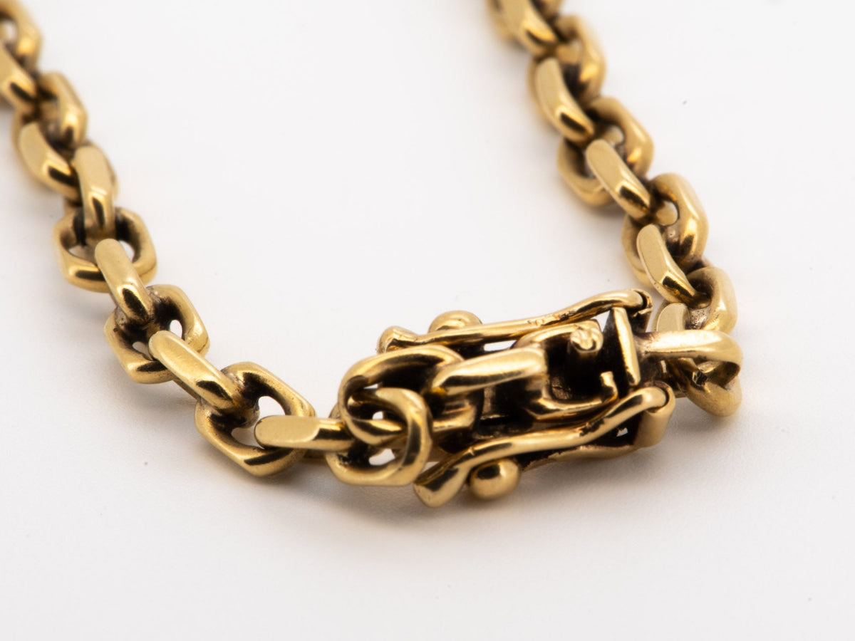 Solid 14K Gold Chunky Link Biker Chain Bracelet 8" Nice Box Clasp with Double Security Latch Heavy 9.68g V1196 Aurora Designer