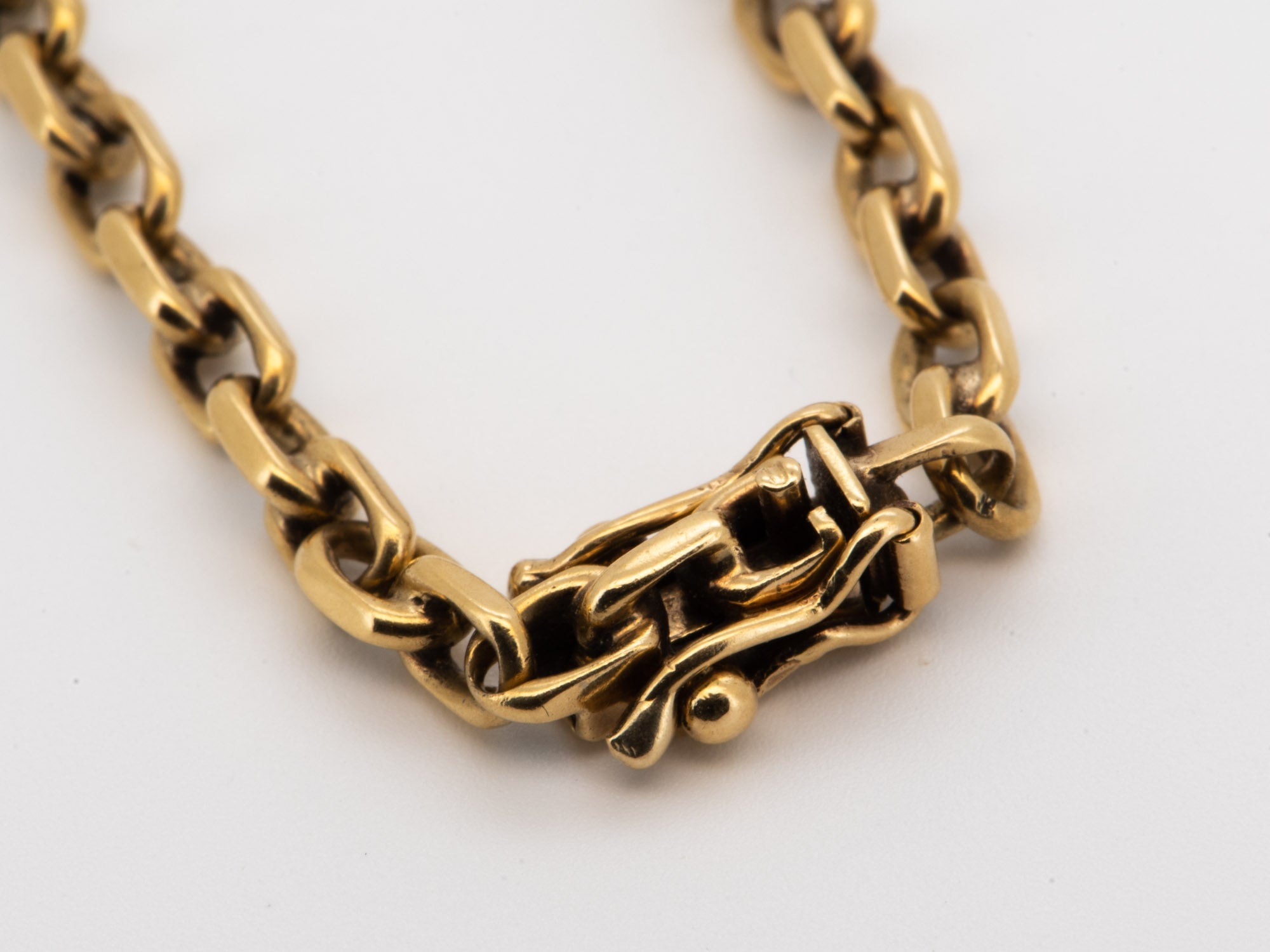 Solid 14K Gold Chunky Link Biker Chain Bracelet 8