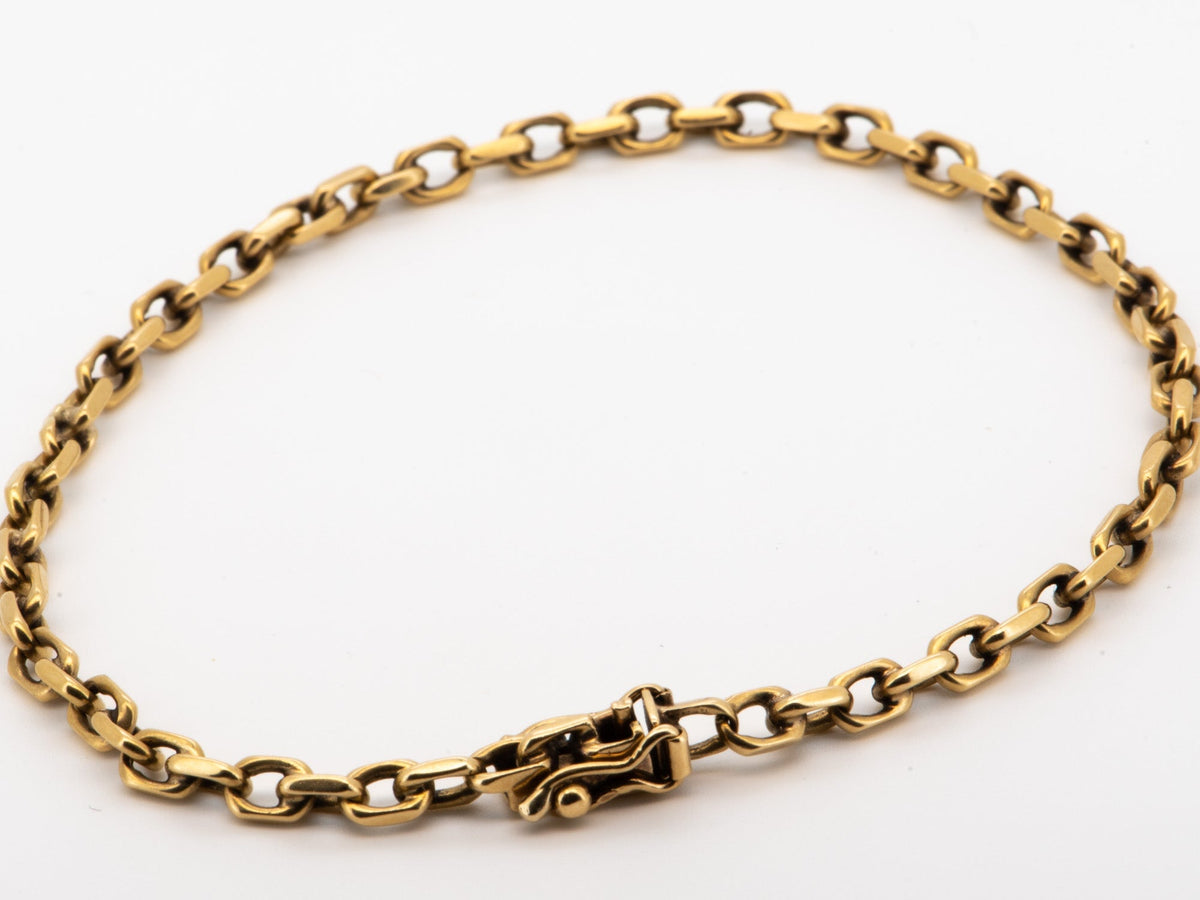 Solid 14K Gold Chunky Link Biker Chain Bracelet 8" Nice Box Clasp with Double Security Latch Heavy 9.68g V1196 Aurora Designer