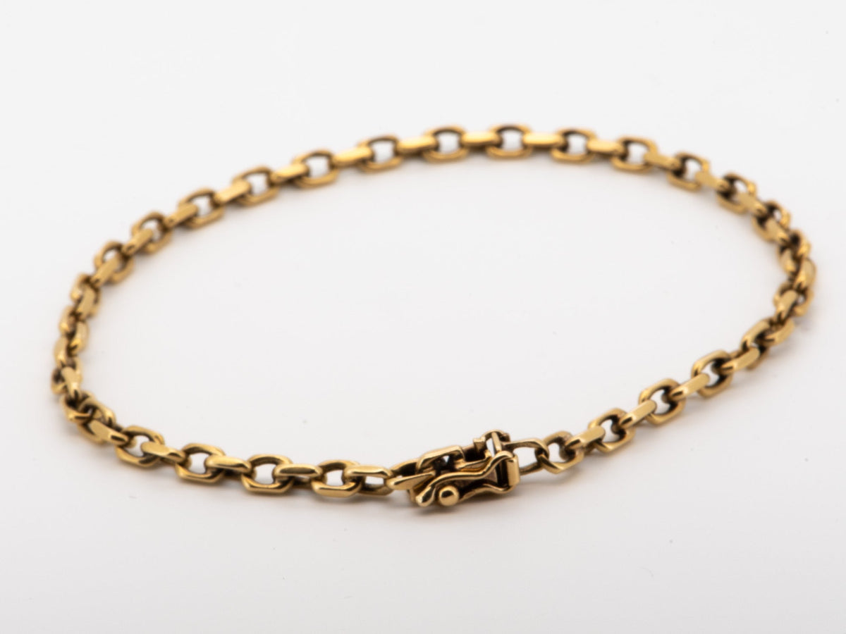 Solid 14K Gold Chunky Link Biker Chain Bracelet 8" Nice Box Clasp with Double Security Latch Heavy 9.68g V1196 Aurora Designer