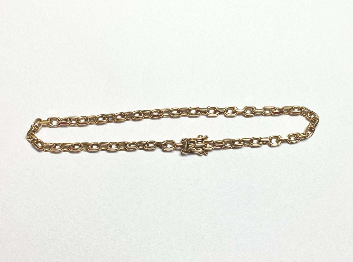 Solid 14K Gold Chunky Link Biker Chain Bracelet 8" Nice Box Clasp with Double Security Latch Heavy 9.68g V1196 Aurora Designer
