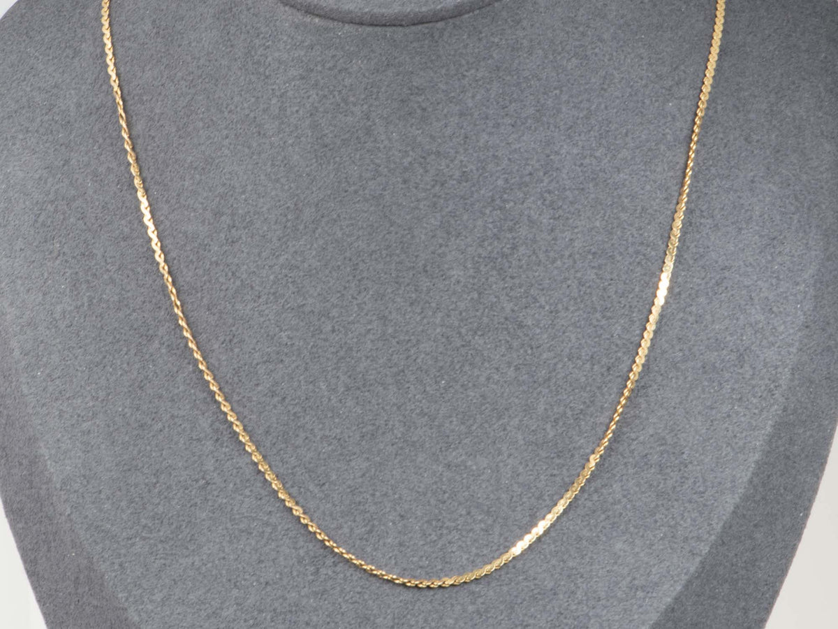 14K Gold Vintage 1.7mm Wide Serpentine Chain Necklace 20" Stamped Italy V1197 Aurora Designer