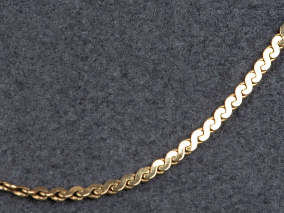 14K Gold Vintage 1.7mm Wide Serpentine Chain Necklace 20" Stamped Italy V1197 Aurora Designer