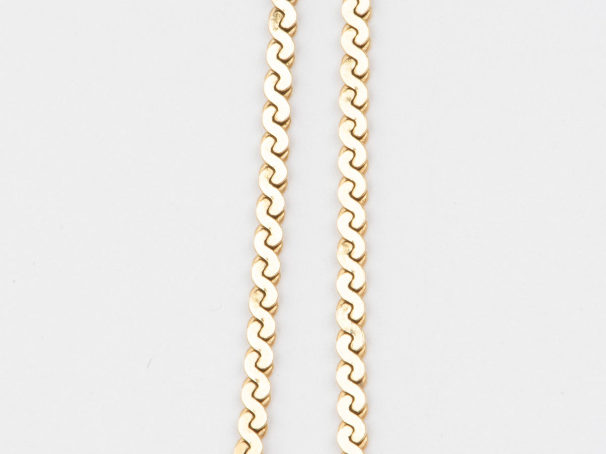 14K Gold Vintage 1.7mm Wide Serpentine Chain Necklace 20" Stamped Italy V1197 Aurora Designer