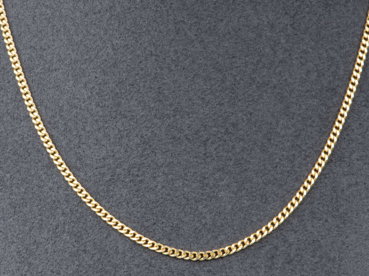 14K Gold 2.1mm Wide Flat Curb Chain Necklace 16" Heavy 5g+ V1198 Aurora Designer