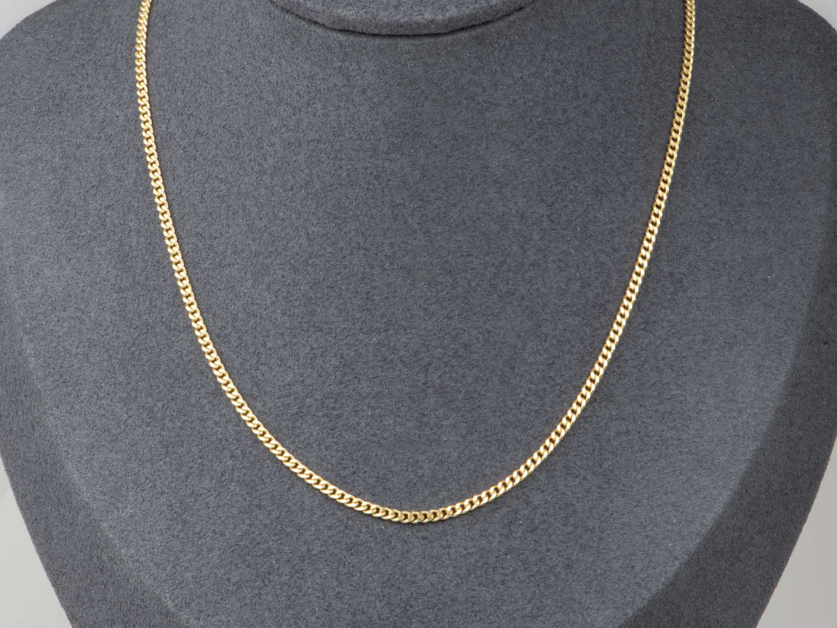 14K Gold 2.1mm Wide Flat Curb Chain Necklace 16" Heavy 5g+ V1198 Aurora Designer