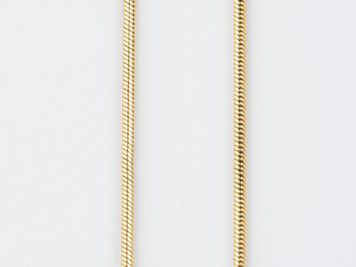 14K Gold Vintage 1.1mm Wide Snake Chain Necklace 19" Heavy 5g+ Stamped Italy Slinky Shiny Great Movement Aurora Designer