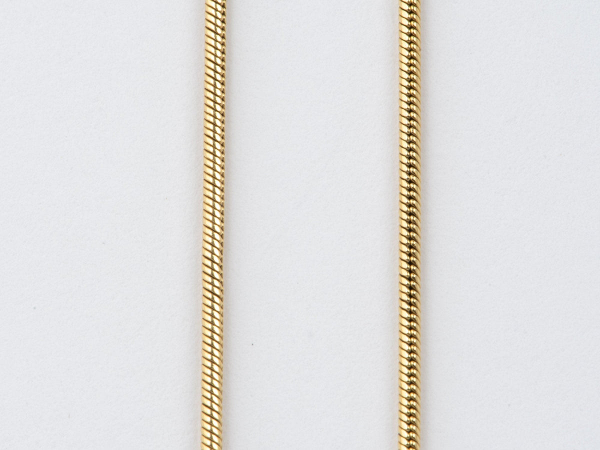 14K Gold Vintage 1.1mm Wide Snake Chain Necklace 19" Heavy 5g+ Stamped Italy Slinky Shiny Great Movement Aurora Designer