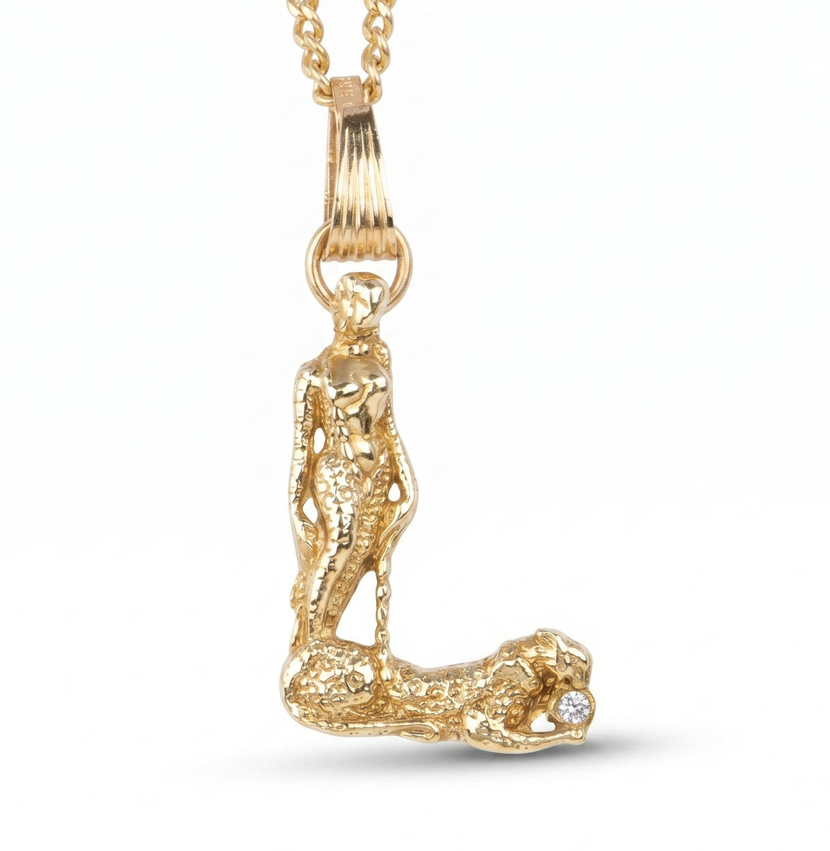 Solid 14K Gold Erte Erté Alphabet Series Letter L Pendant V1201 Aurora Designer