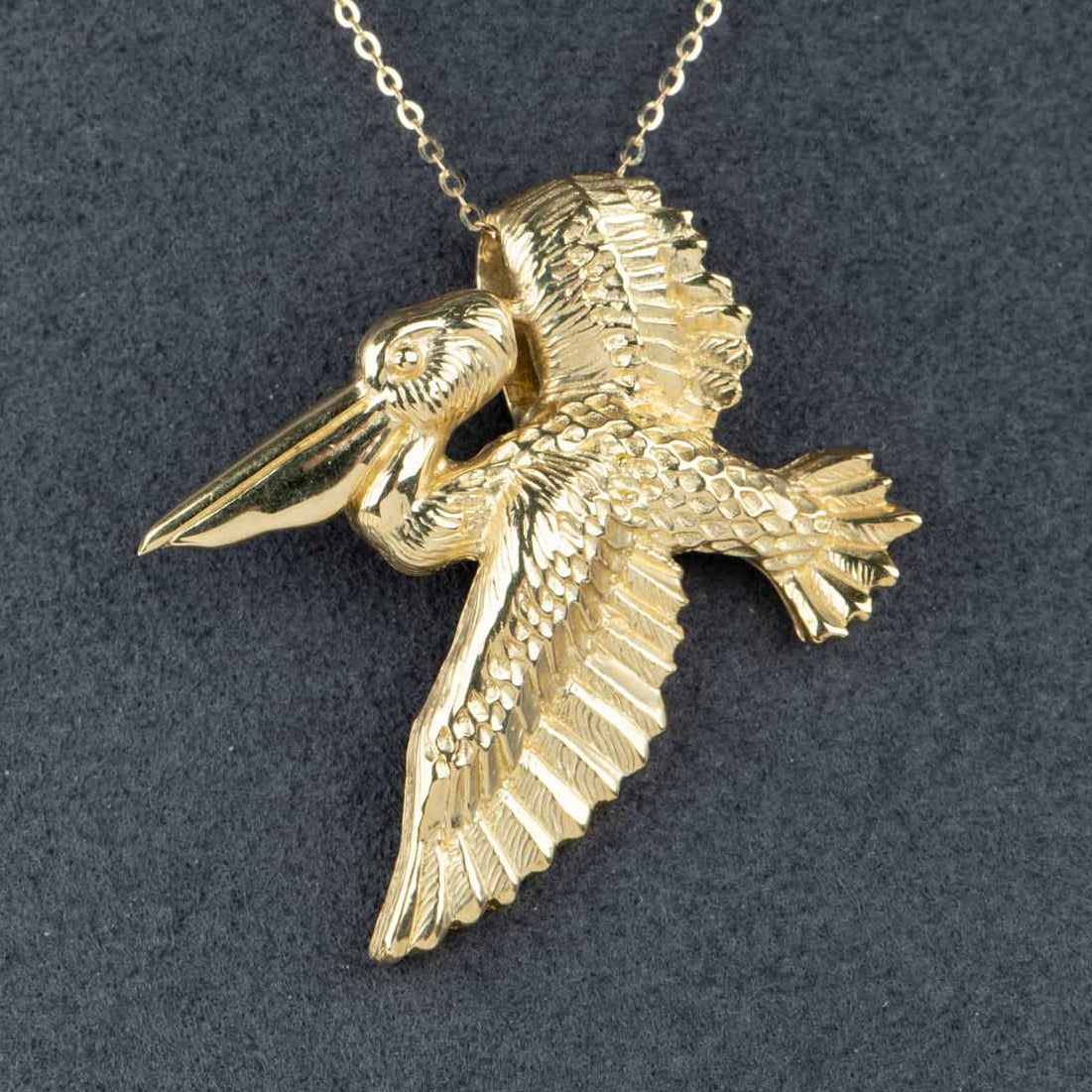 14K Gold Large Pelican Pendant Heavy 16g+ V1204 Aurora Designer