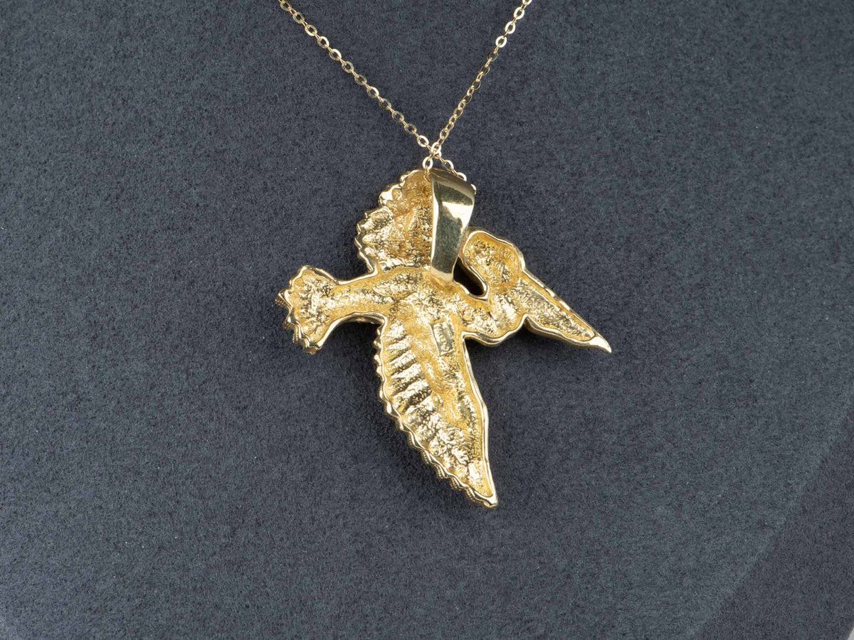 14K Gold Large Pelican Pendant Heavy 16g+ V1204 Aurora Designer