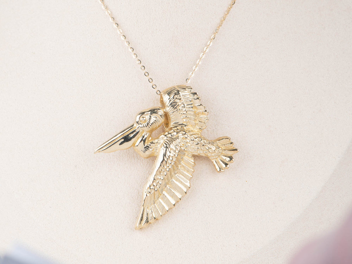 14K Gold Large Pelican Pendant Heavy 16g+ V1204 Aurora Designer
