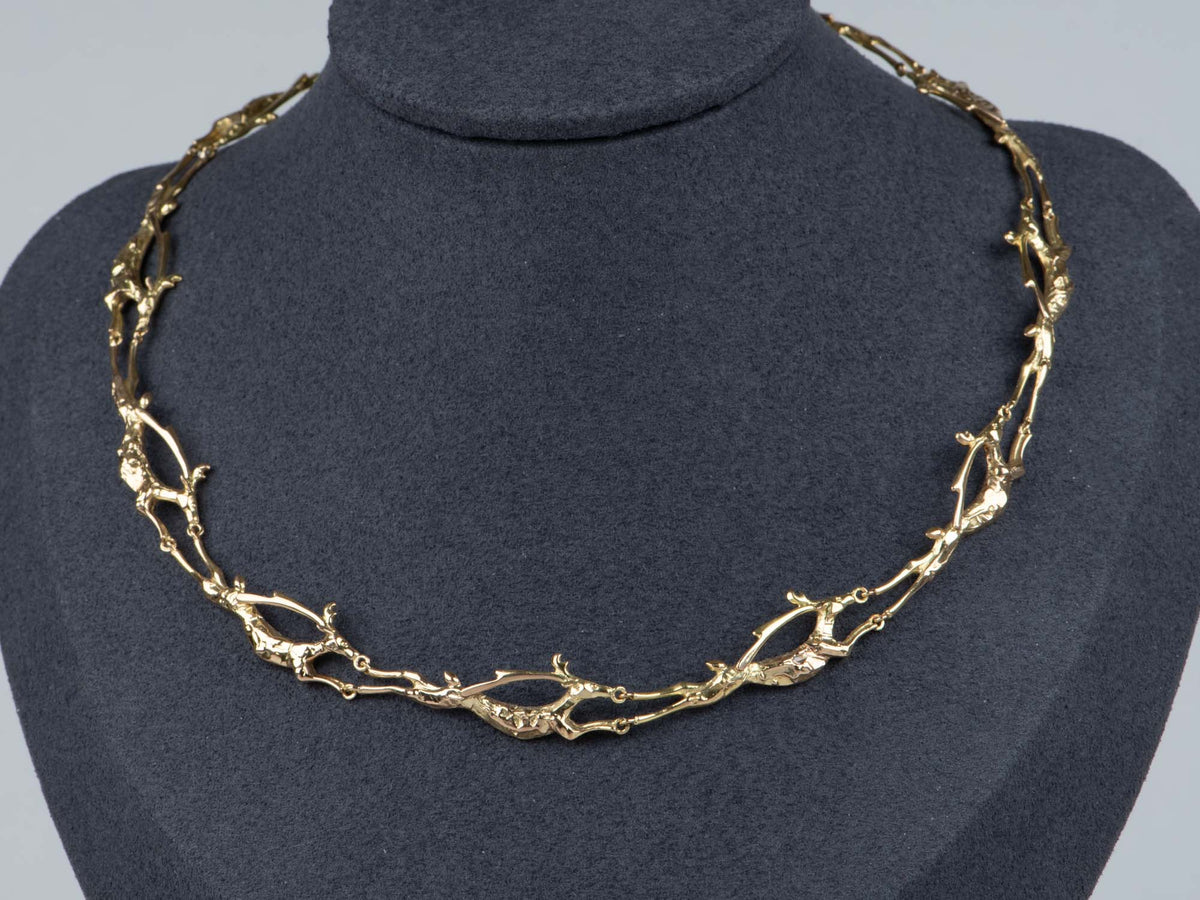 14K Gold Deer Motif Choker Necklace Tasaki Japanese Designer Brand 24g V1216 Aurora Designer