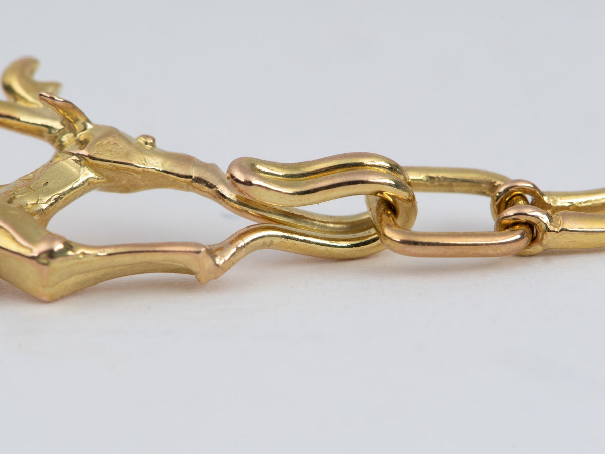 14K Gold Deer Motif Choker Necklace Tasaki Japanese Designer Brand 24g V1216 Aurora Designer