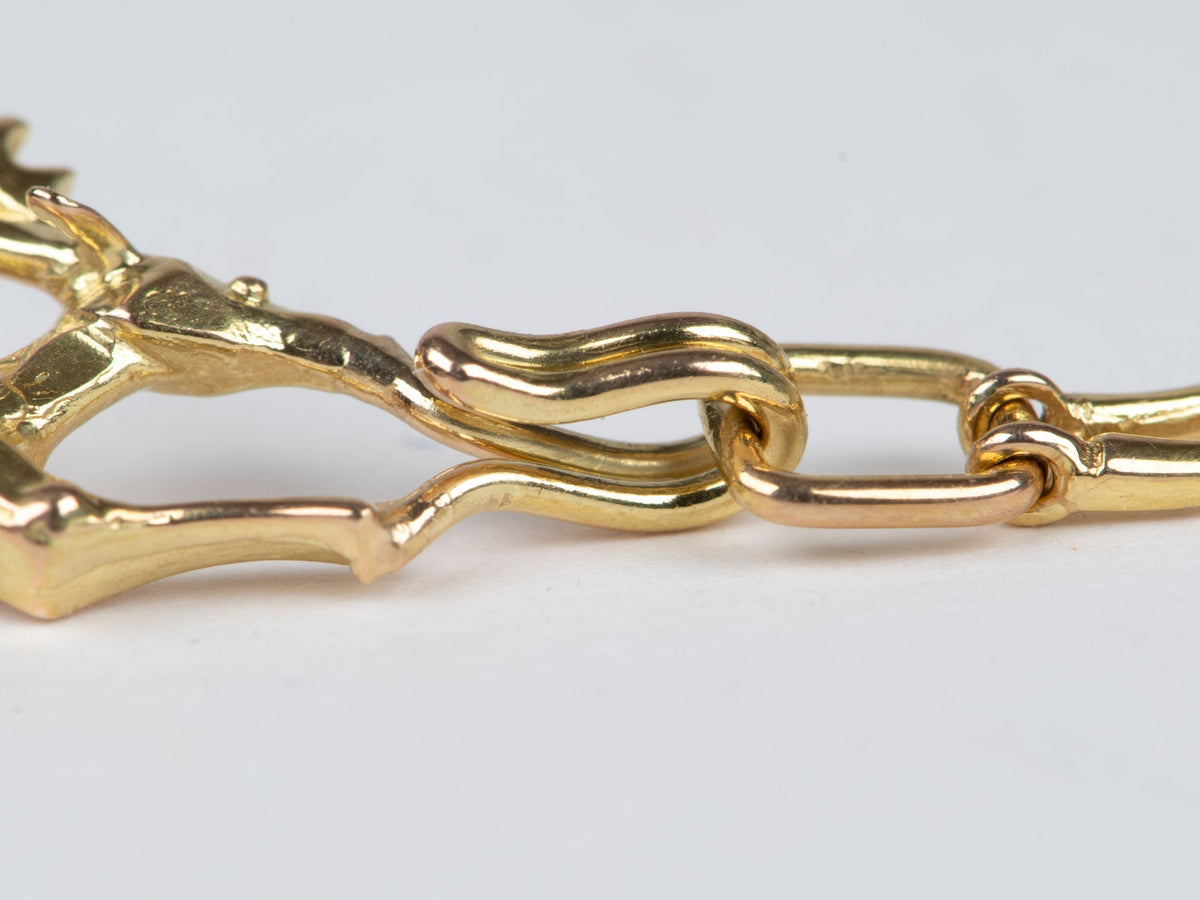 14K Gold Deer Motif Choker Necklace Tasaki Japanese Designer Brand 24g V1216 Aurora Designer
