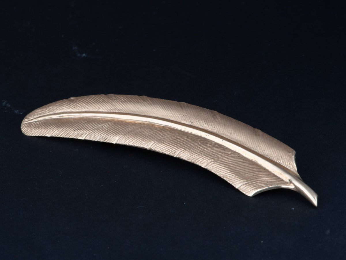 14K Gold Vintage Long Feather Pin or Brooch 5.95g V1223 Aurora Designer