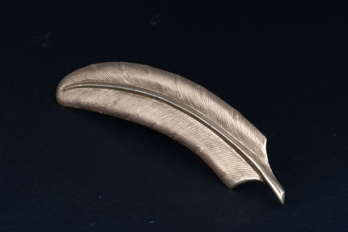 14K Gold Vintage Long Feather Pin or Brooch 5.95g V1223 Aurora Designer