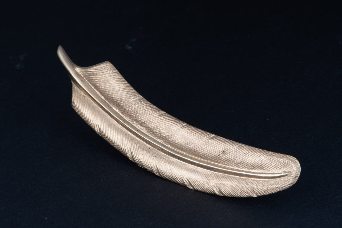 14K Gold Vintage Long Feather Pin or Brooch 5.95g V1223 Aurora Designer