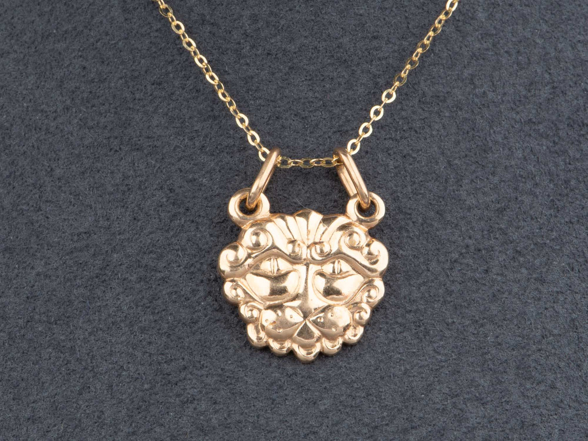 14K Gold Vintage Soviet Russia Lion Head Pendant Heavy 5.7g Unique Animal Jewelry Double Bale V1224 Aurora Designer