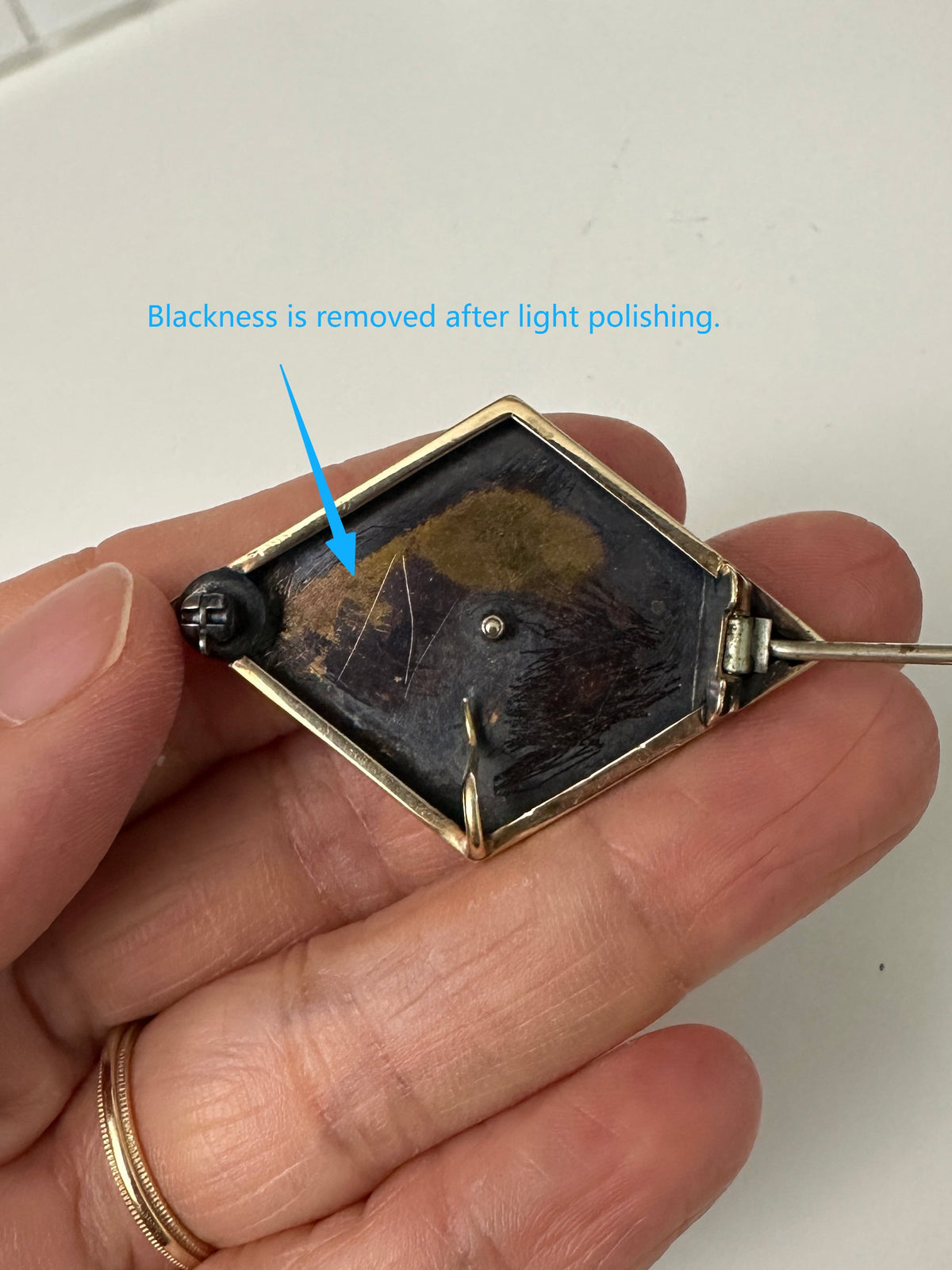 14K Gold Vintage Victorian Black and White Enamel Pin Brooch (Copy) Aurora Designer