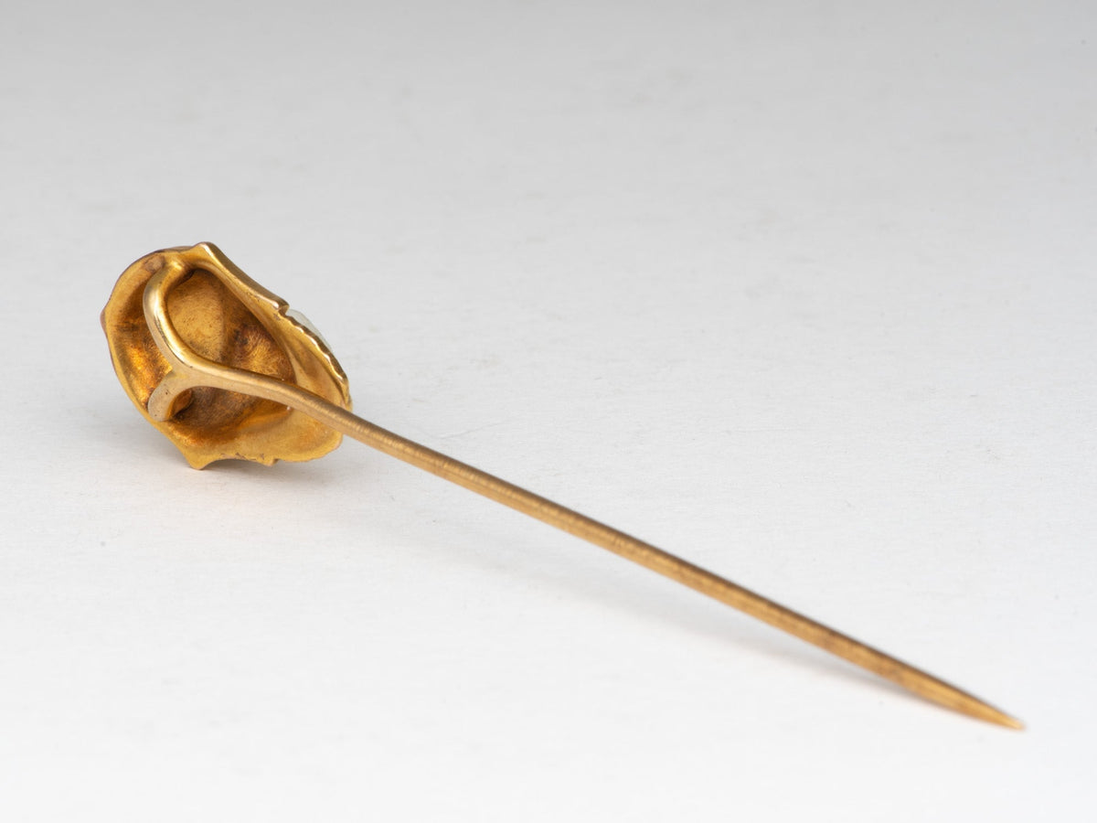 14K Gold Vintage Carter Gough &amp; Co Stick Pin Egyptian Pharaoh Head Soldier African Man V1228 Aurora Designer