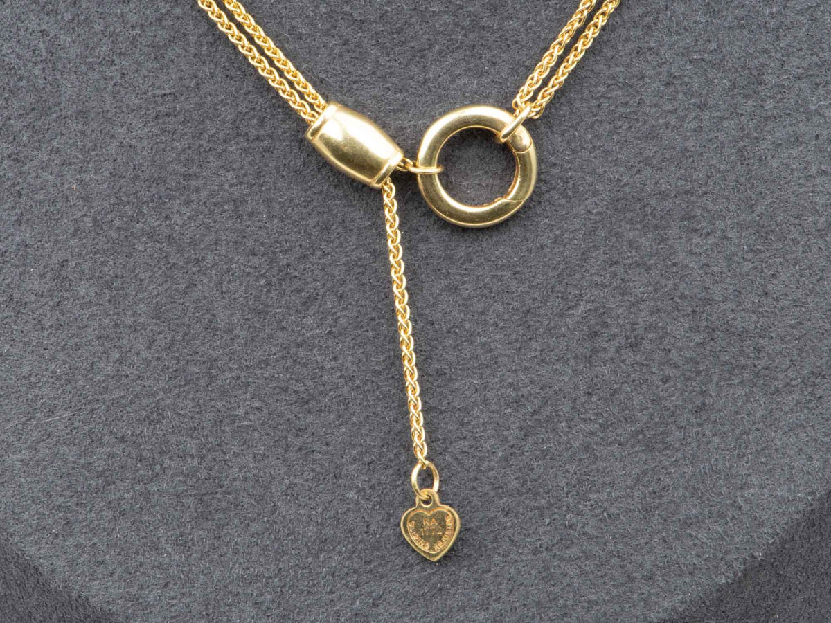 14K Gold Double Strand Slider Necklace Chain 15" Adjustable Italy with Push Gate Clasp Choker V1231 Aurora Designer