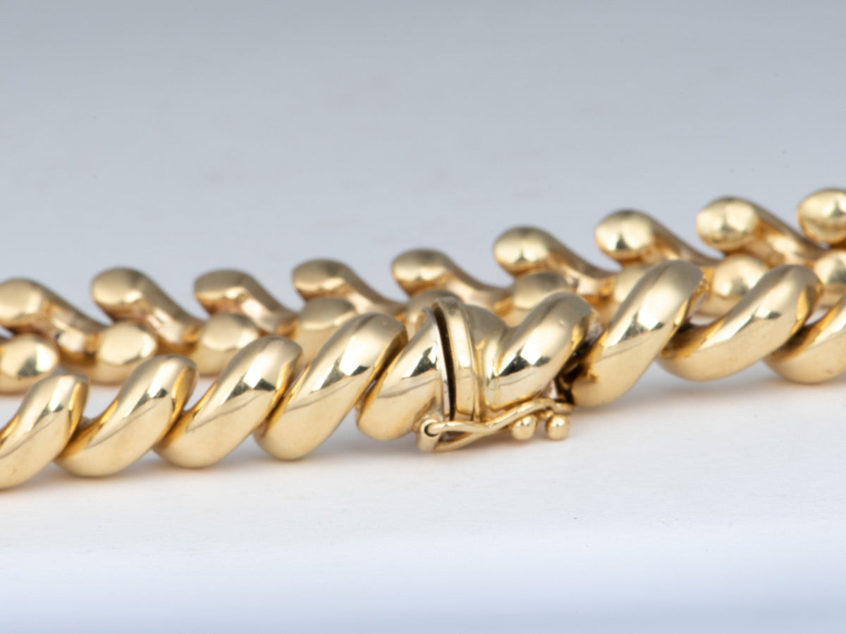 14K Gold San Marco 8mm Bracelet 8" Croissant Domed Shape V1237 Aurora Designer
