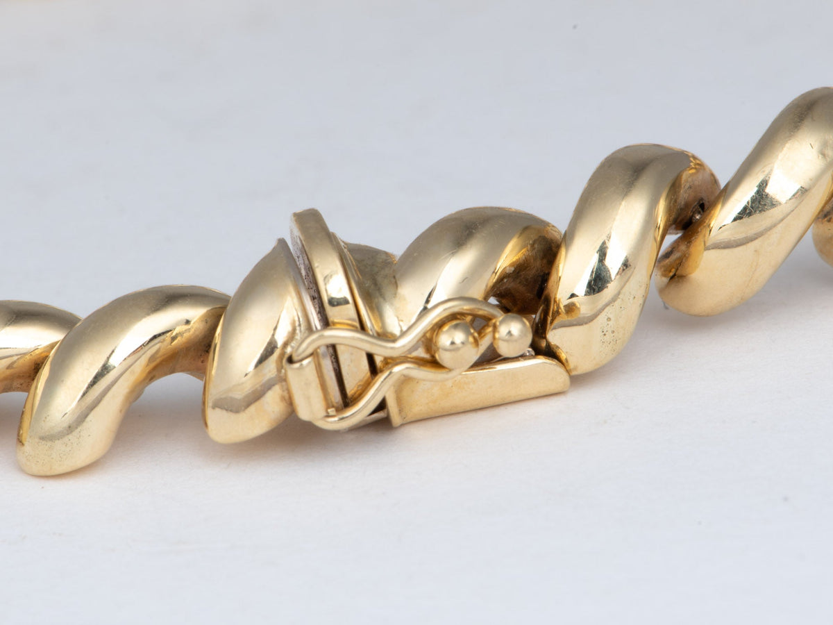 14K Gold San Marco 8mm Bracelet 8" Croissant Domed Shape V1237 Aurora Designer