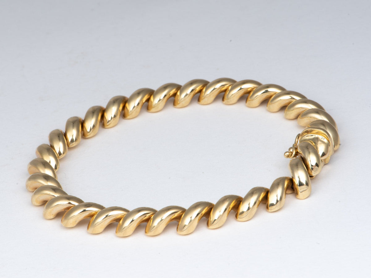 14K Gold San Marco 8mm Bracelet 8" Croissant Domed Shape V1237 Aurora Designer