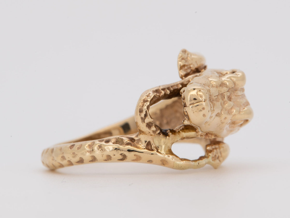 14K Gold Alligator Ring Heavy 10g Open Mouth Realistic Life Like Animal Jewelry V1238 Aurora Designer