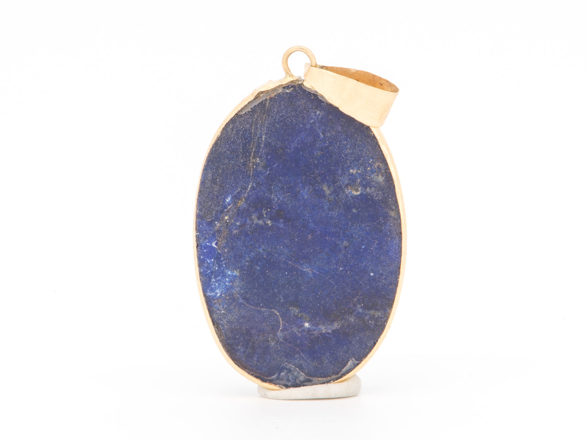 14K Gold Vintage Lapis Lazuli Scarab Pendant Egyptian Revival Carving Carved Gemstone Beetle Khepri God of Creation Rebirth V1262