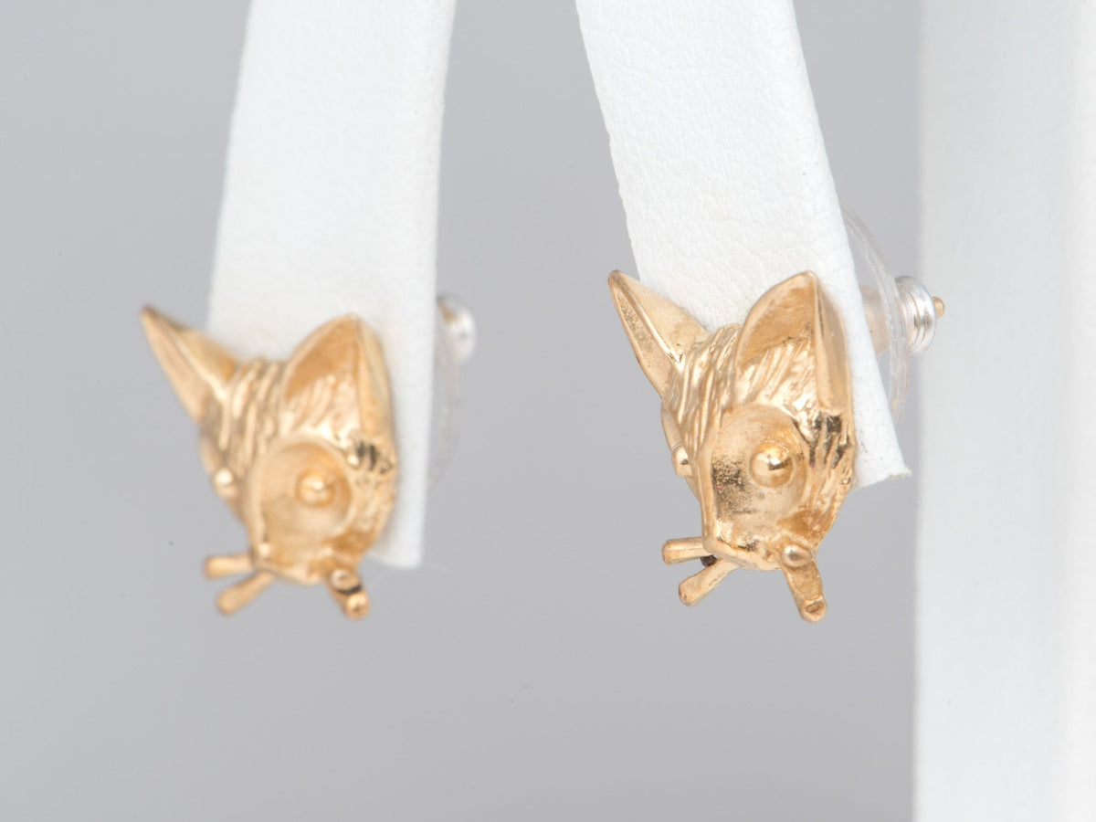 14K Gold Vintage Fox Earrings Cute Animal Lover Gift for Her Cat Kitten V1265 Aurora Designer