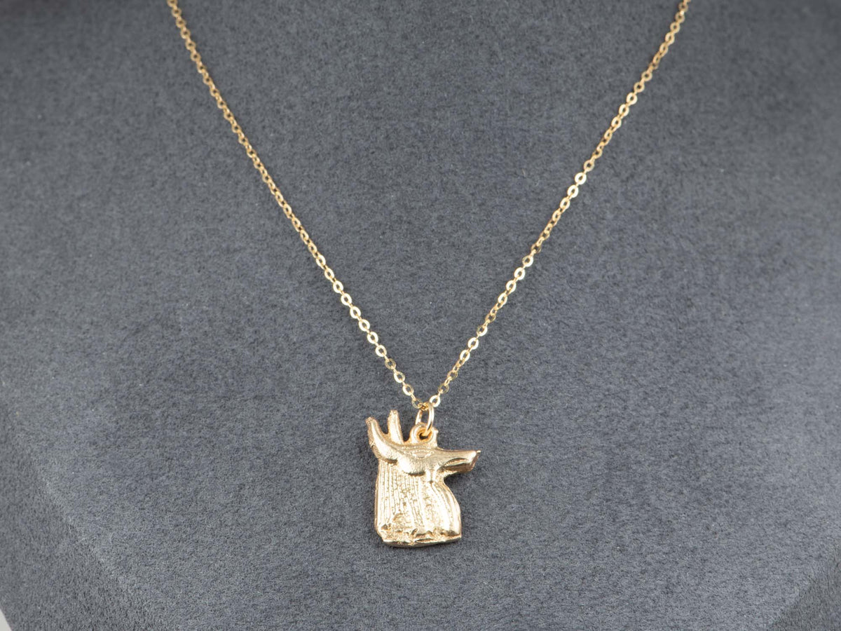 14K Gold Egyptian Revival Anubis Pendant Charm Jackal Head God of the Dead Canine Deity V1275 Aurora Designer